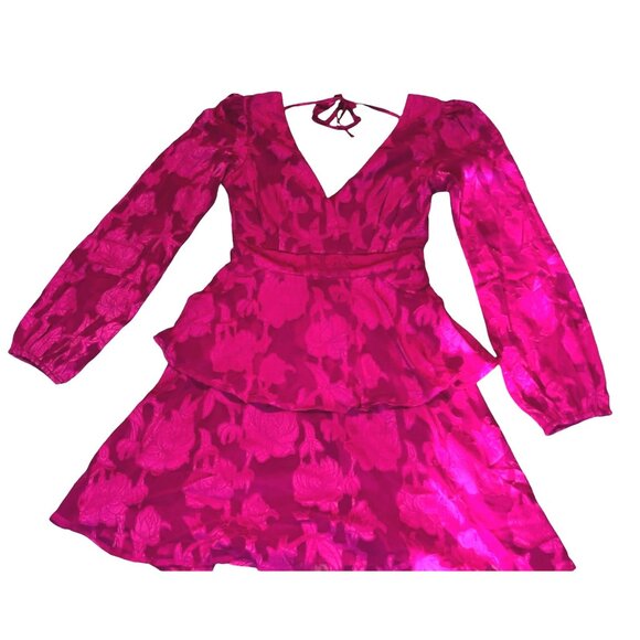 Band of the Free NWT Kiss Me Fuchsia Peplum Mini Dress Sz Medium Fuschia Pink - Picture 6 of 14